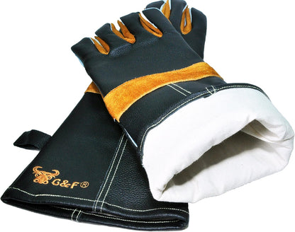 Leather Heat-Resistant BBQ Gloves, Kevlar Stitch, 1 Size