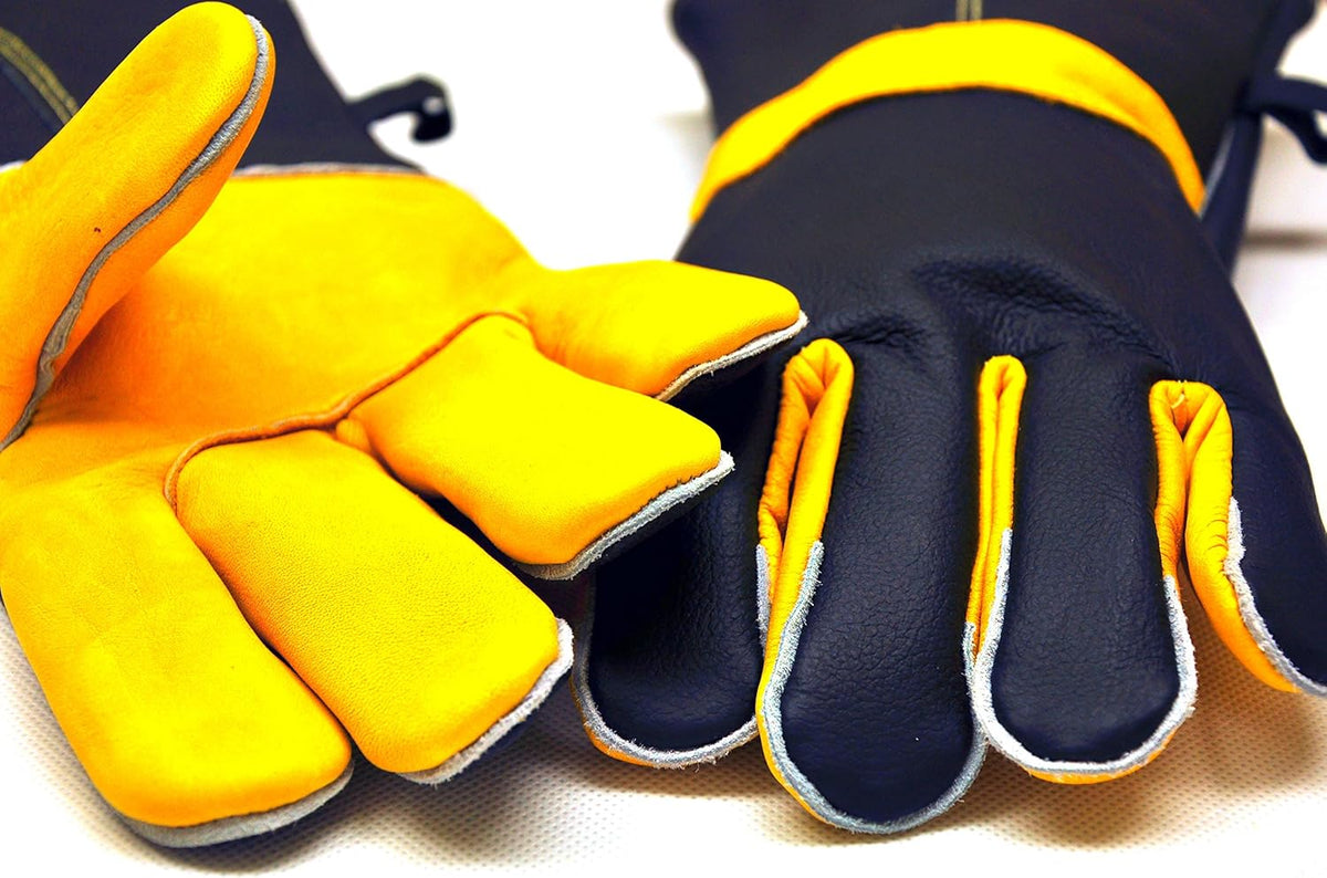Leather Heat-Resistant BBQ Gloves, Kevlar Stitch, 1 Size