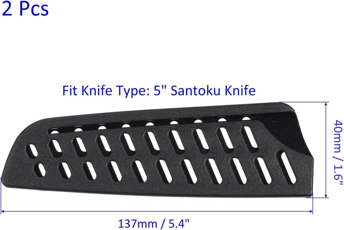 2 Pack PP Knife Sheaths - Kitchen Knife Protectors Edge Guard Blade Protective Cover for 5" Santoku Knife, Apply to Kitchen Camping Traveling (Black)