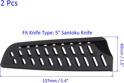 2 Pack PP Knife Sheaths - Kitchen Knife Protectors Edge Guard Blade Protective Cover for 5" Santoku Knife, Apply to Kitchen Camping Traveling (Black)