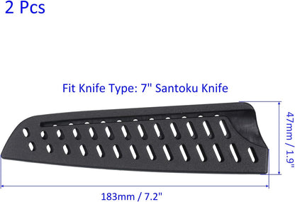 2 Pack PP Knife Sheaths - Kitchen Knife Protectors Edge Guard Blade Protective Cover for 5" Santoku Knife, Apply to Kitchen Camping Traveling (Black)