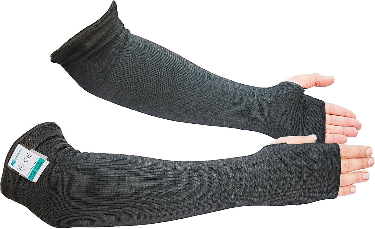 Protective Arm Sleeves for men or women with Thumbhole, Cut/Scratch/Heat Resistant Arm sleeves with UV Protectors Safety for Garden Kitchen Work – Black-18Inches Made with Kevlar by DuPont