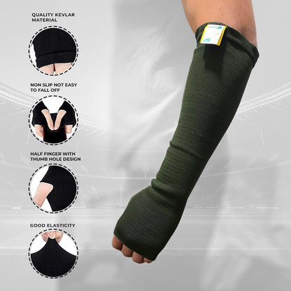 Protective Arm Sleeves for men or women with Thumbhole, Cut/Scratch/Heat Resistant Arm sleeves with UV Protectors Safety for Garden Kitchen Work – Black-18Inches Made with Kevlar by DuPont