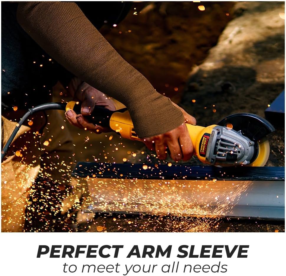 Protective Arm Sleeves for men or women with Thumbhole, Cut/Scratch/Heat Resistant Arm sleeves with UV Protectors Safety for Garden Kitchen Work – Black-18Inches Made with Kevlar by DuPont