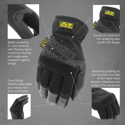 FastFit Work Glove with Elastic Cuff for Secure Fit, Performance Gloves for Multi-purpose Use