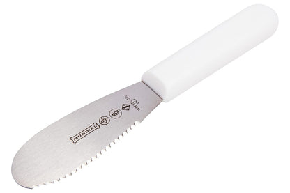 3.5 Inch Serrated Edge Sandwich Spreader in White - Set of 3 - Brazilian High Carbon Stainless Steel Knife - Ergonomic Polypropylene Handles