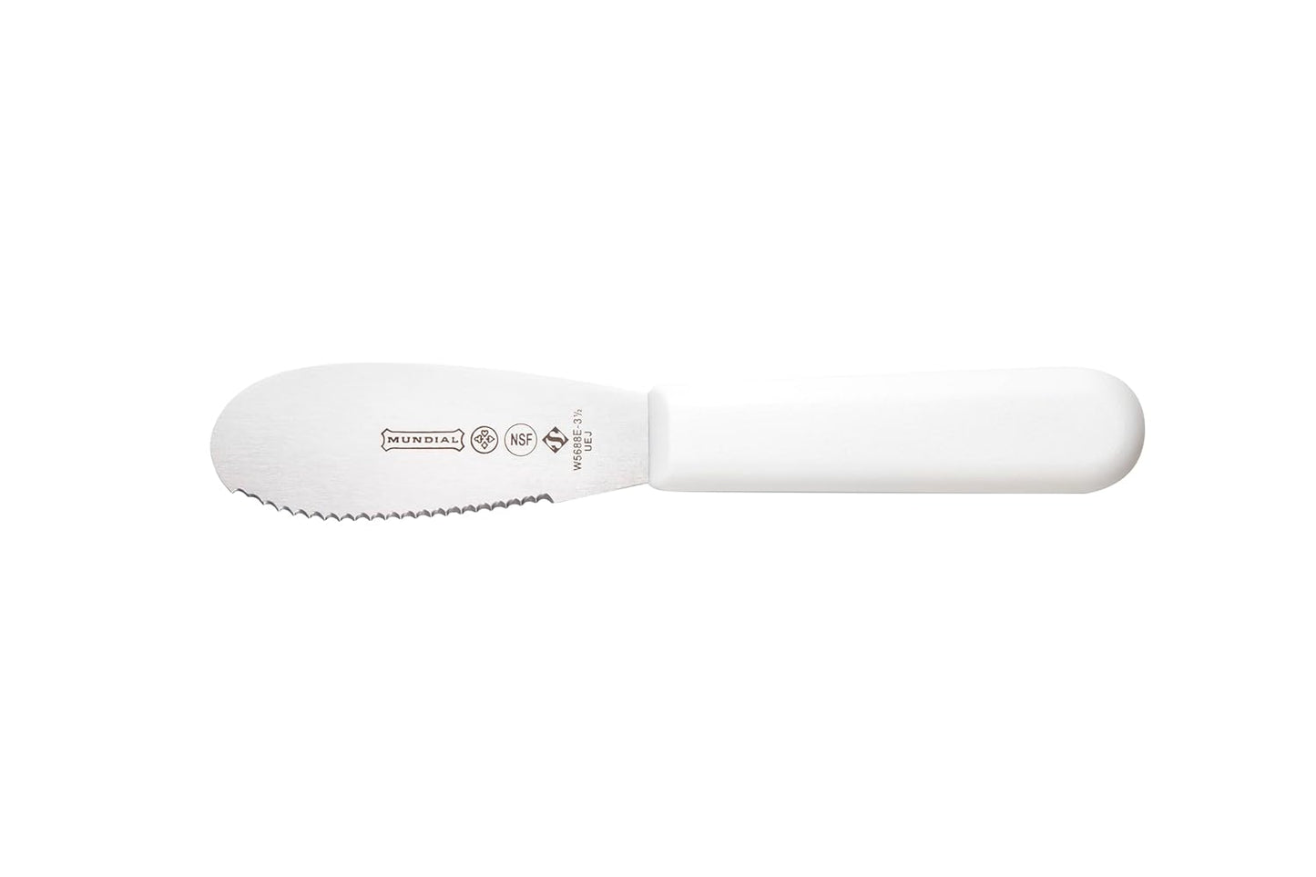 3.5 Inch Serrated Edge Sandwich Spreader in White - Set of 3 - Brazilian High Carbon Stainless Steel Knife - Ergonomic Polypropylene Handles