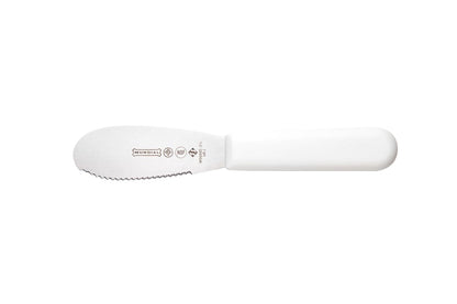 3.5 Inch Serrated Edge Sandwich Spreader in White - Set of 3 - Brazilian High Carbon Stainless Steel Knife - Ergonomic Polypropylene Handles