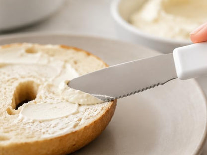 3.5 Inch Serrated Edge Sandwich Spreader in White - Set of 3 - Brazilian High Carbon Stainless Steel Knife - Ergonomic Polypropylene Handles