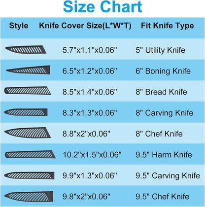 PP Safety Knife Cover Sleeves for 8" Chef Knife, 2 Pack Knives Edge Guard Blade Protector Universal Knife Sheath for Kitchen, Black