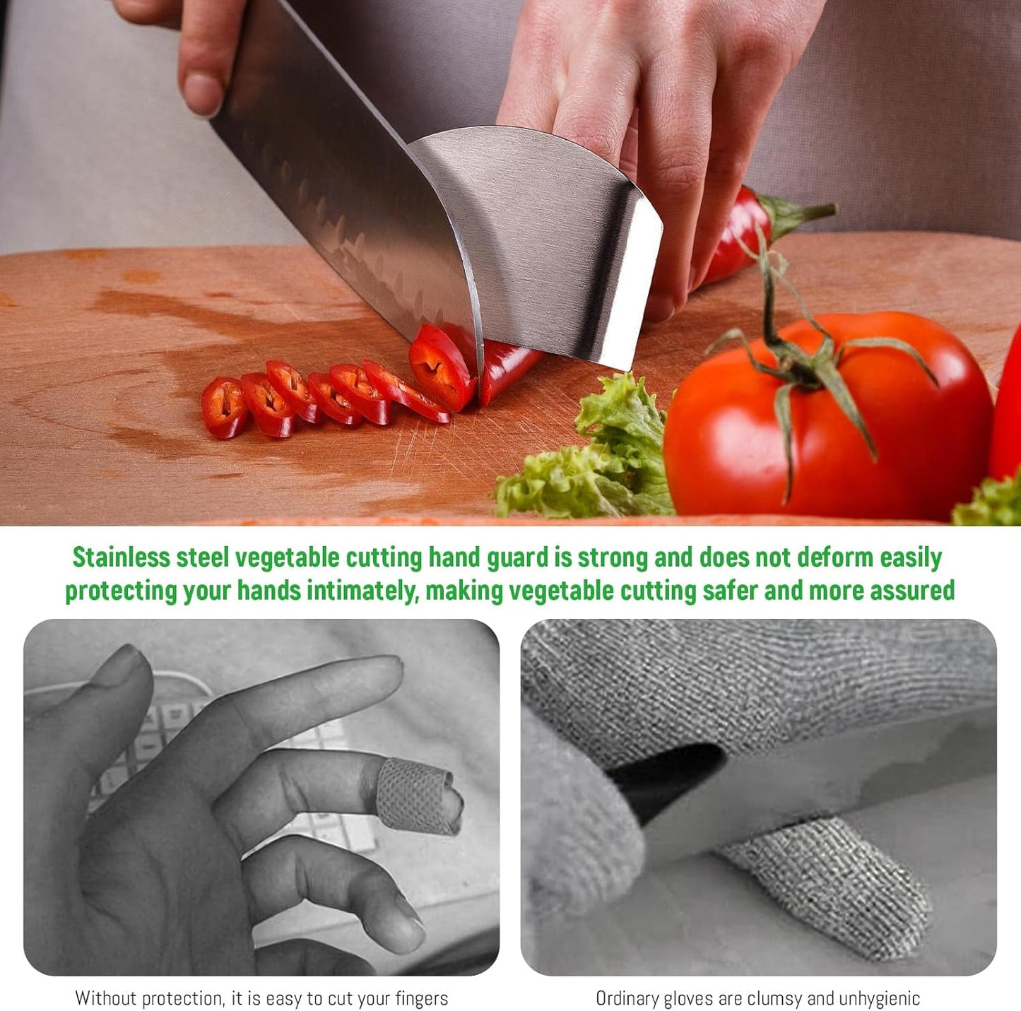 5er Pack Chef Finger Guards for Cutting,304 Stainless Steel Finger Protectors for Cutting, Slicing and Chopping Vegetables, Fruits and Meat, Avoid Hurting Kitchen Tools (double fingers)