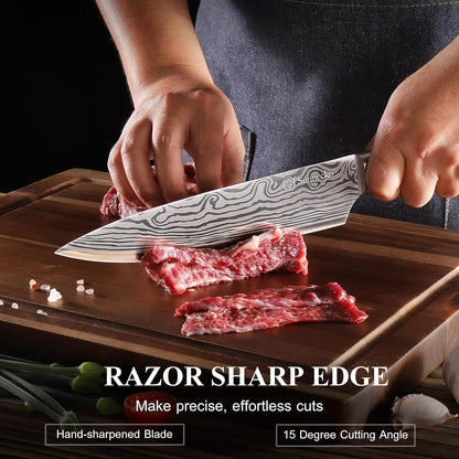 Kitchen Knife Set 5 Piece Chef Knife Set Professional High Carbon Stainless Steel, Sharp Kitchen Knives with Wooden Handle