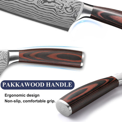 Kitchen Knife Set 5 Piece Chef Knife Set Professional High Carbon Stainless Steel, Sharp Kitchen Knives with Wooden Handle