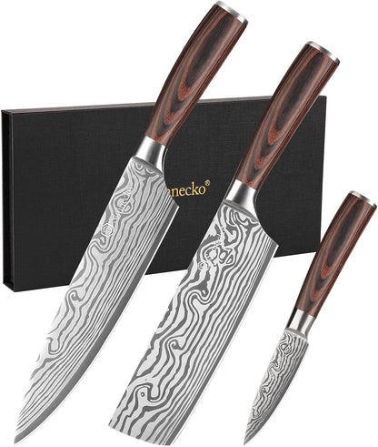 Kitchen Knife Set 5 Piece Chef Knife Set Professional High Carbon Stainless Steel, Sharp Kitchen Knives with Wooden Handle
