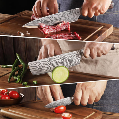 Kitchen Knife Set 5 Piece Chef Knife Set Professional High Carbon Stainless Steel, Sharp Kitchen Knives with Wooden Handle