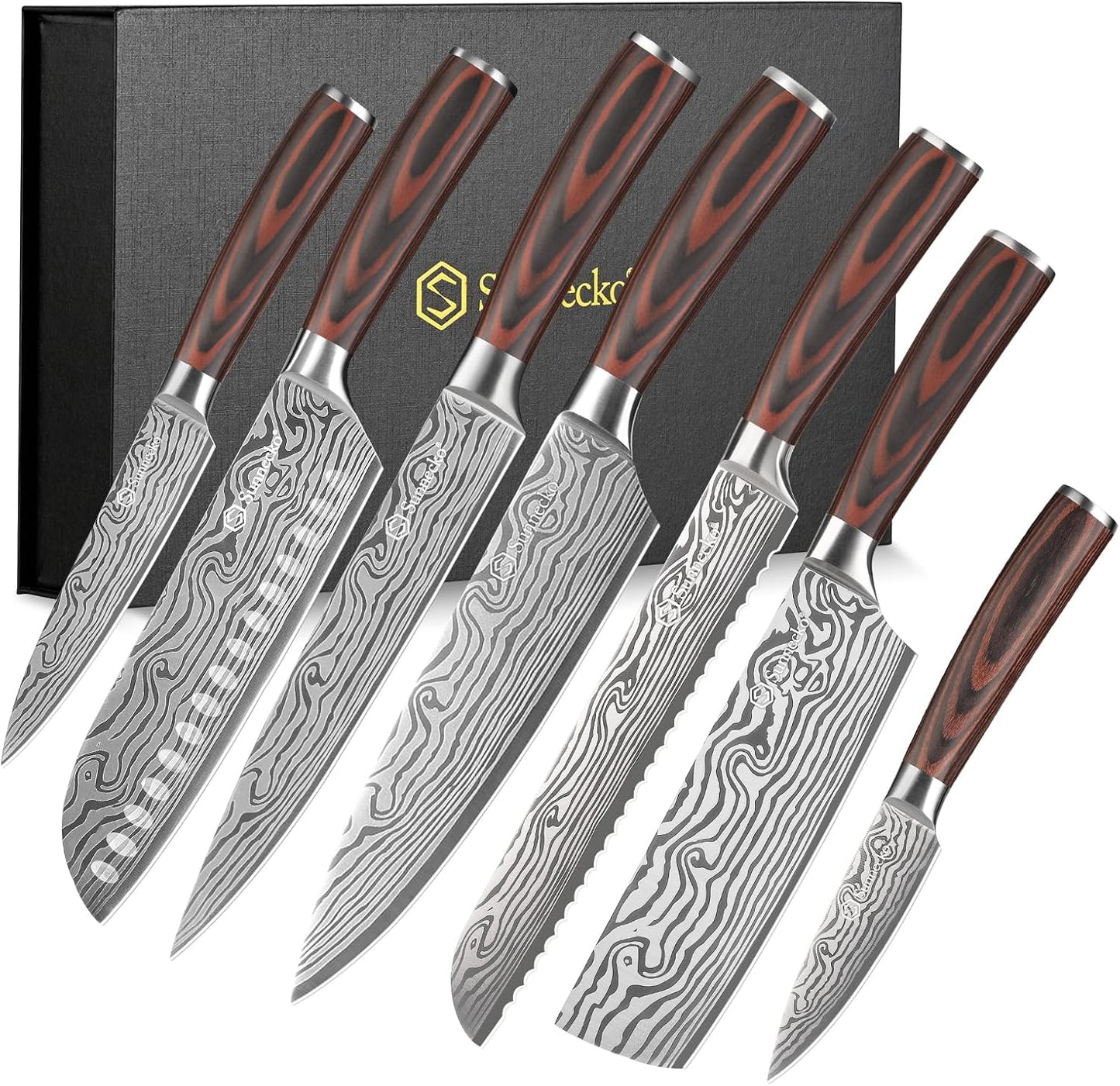 Kitchen Knife Set 5 Piece Chef Knife Set Professional High Carbon Stainless Steel, Sharp Kitchen Knives with Wooden Handle