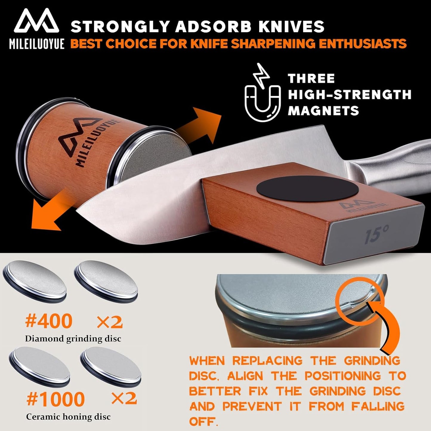 Knife Sharpener Tool Rolling Knife Sharpener Kit, Ceramic Disc Sharpeners Are Used,15°&20° Magnetic Inclination Angles Making Sharpening Easier,for Thanksgiving, Christmas