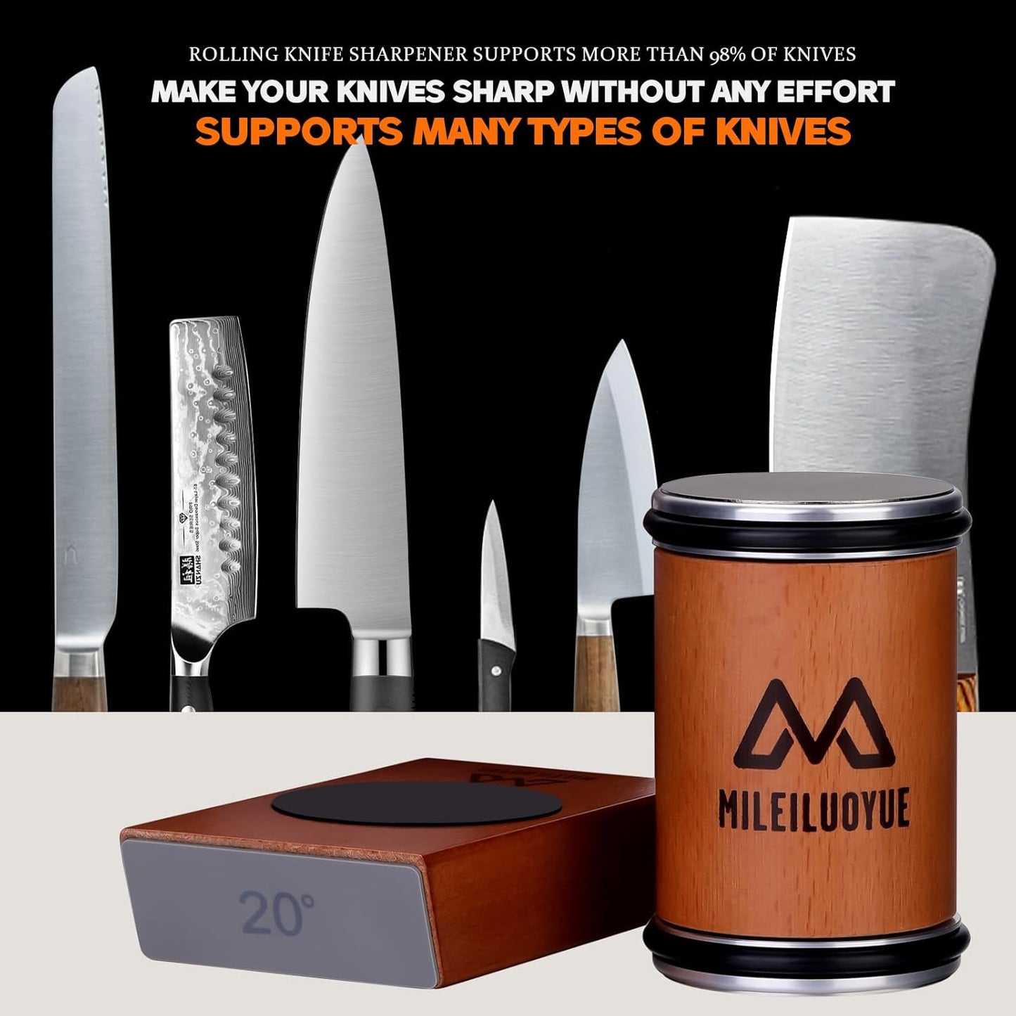 Knife Sharpener Tool Rolling Knife Sharpener Kit, Ceramic Disc Sharpeners Are Used,15°&20° Magnetic Inclination Angles Making Sharpening Easier,for Thanksgiving, Christmas