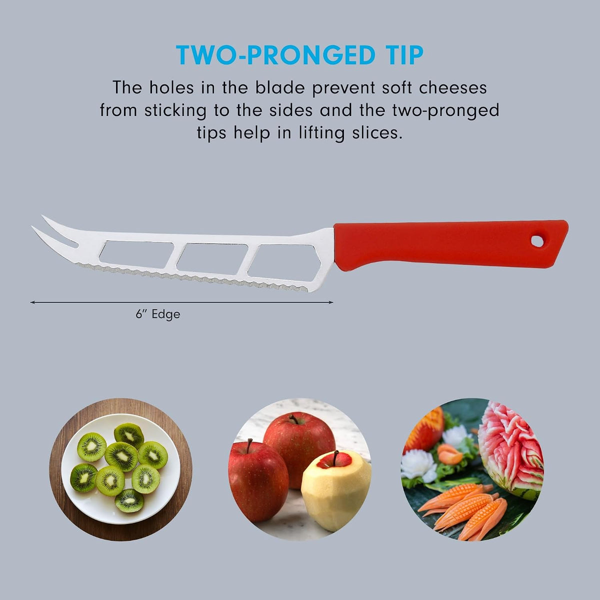 Petite Messer 6” Cheese & Tomato Knife, Red - German 1.4116 Stainless Steel & Ergonomic Handle - Lightweight, Rust Resistant & Easy to Maintain