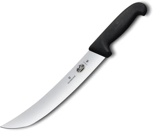 Fibrox 12-Inch Curved Cimeter Butcher Knife, Black | ultra sharp butcher knife dishwasher safe