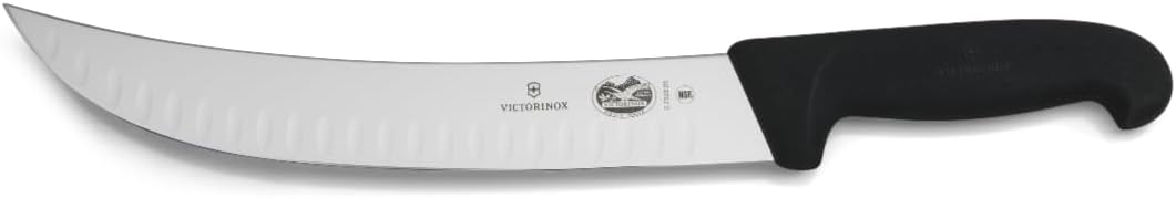 Fibrox 12-Inch Curved Cimeter Butcher Knife, Black | ultra sharp butcher knife dishwasher safe