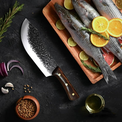 Butcher Knife Set, 2PCS Hand Forged Cleaver Chef Knife BBQ& Camping Gift