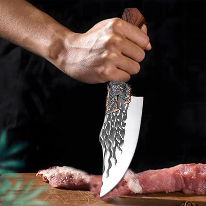 Butcher Knife Set, 2PCS Hand Forged Cleaver Chef Knife BBQ& Camping Gift