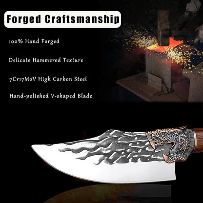 Butcher Knife Set, 2PCS Hand Forged Cleaver Chef Knife BBQ& Camping Gift