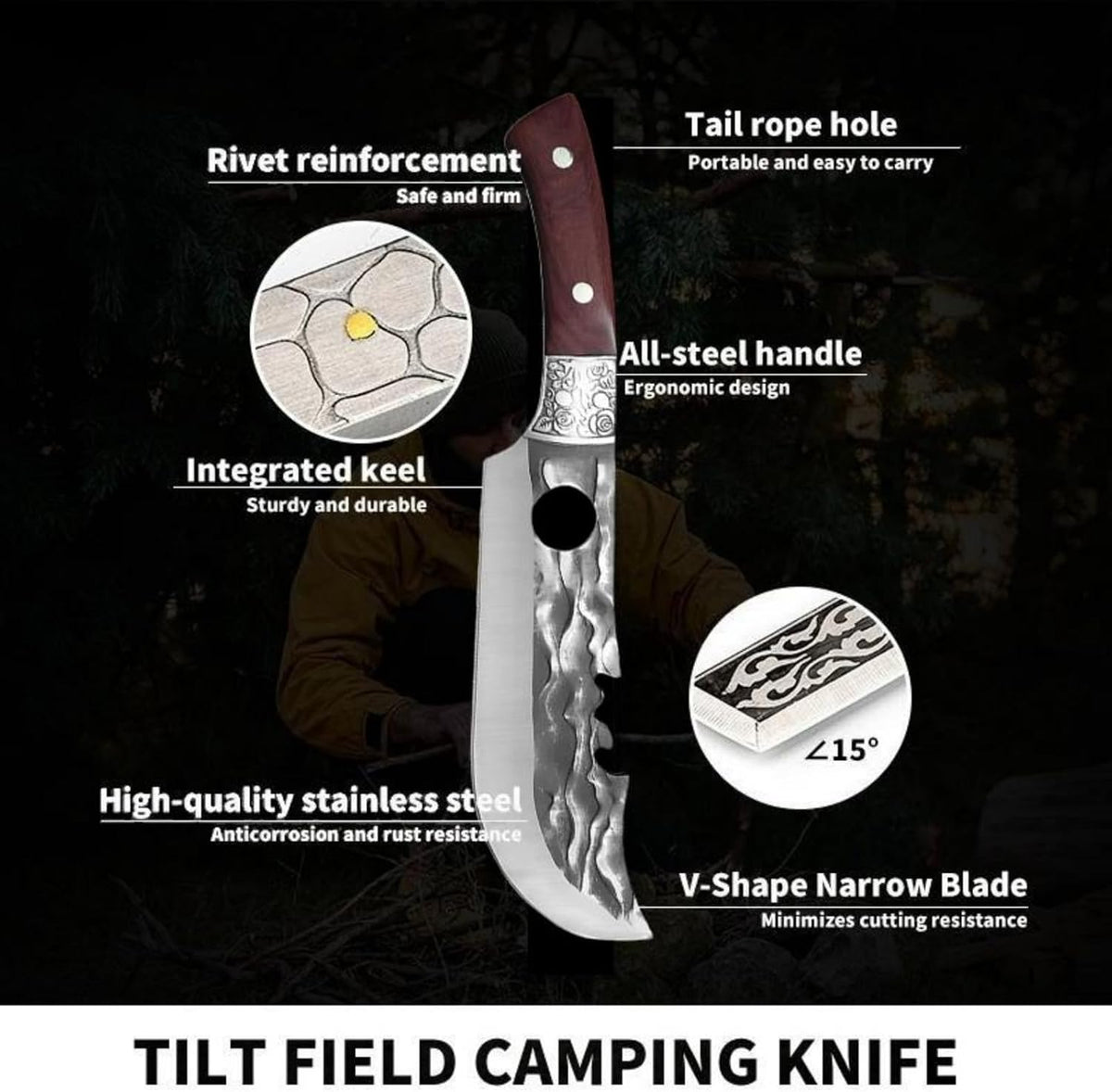 Butcher Knife Set, 2PCS Hand Forged Cleaver Chef Knife BBQ& Camping Gift
