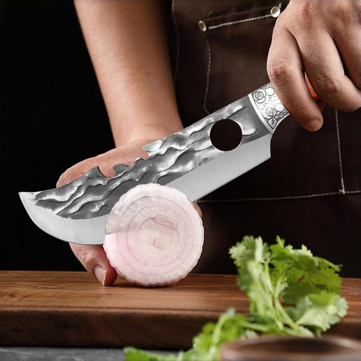 Butcher Knife Set, 2PCS Hand Forged Cleaver Chef Knife BBQ& Camping Gift