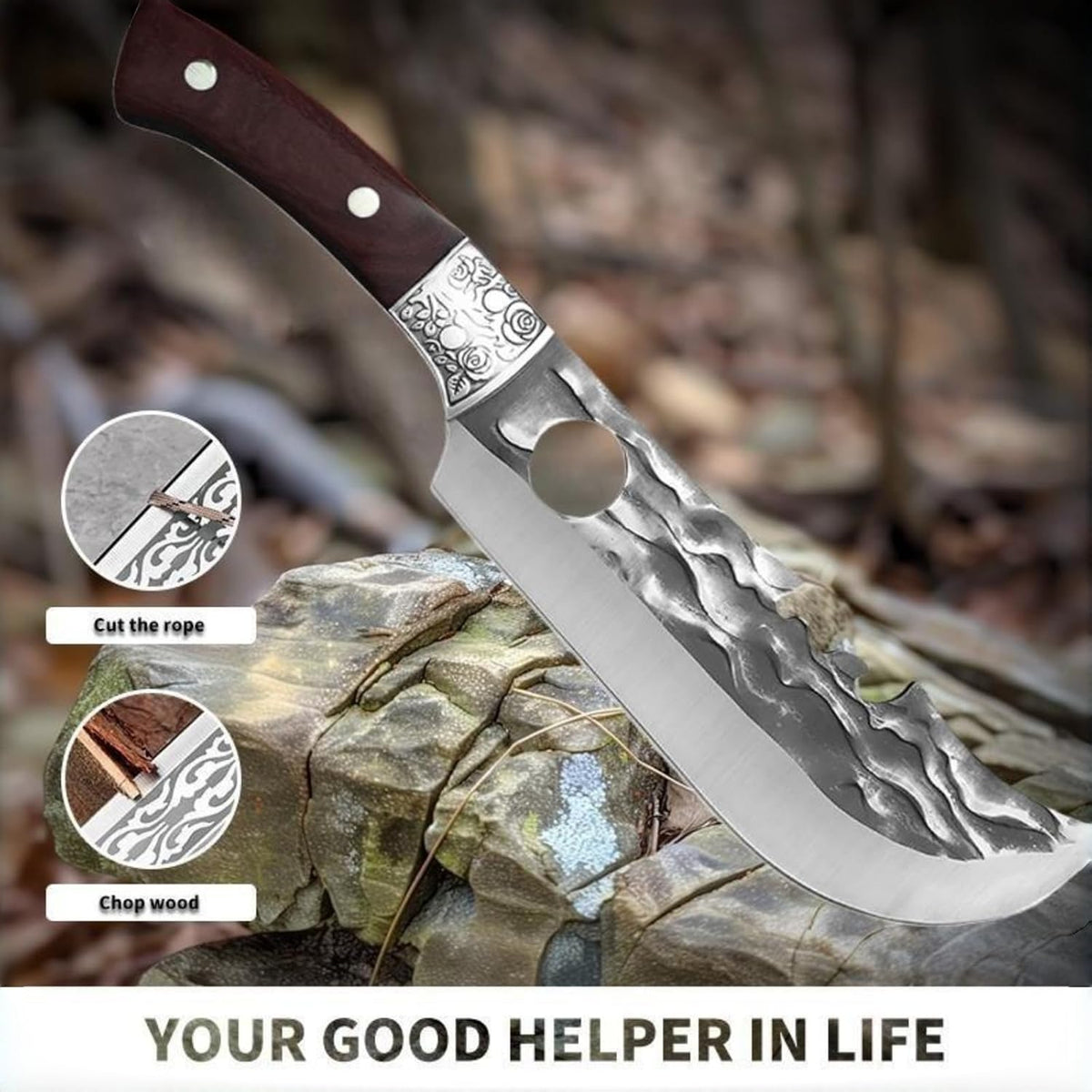 Butcher Knife Set, 2PCS Hand Forged Cleaver Chef Knife BBQ& Camping Gift