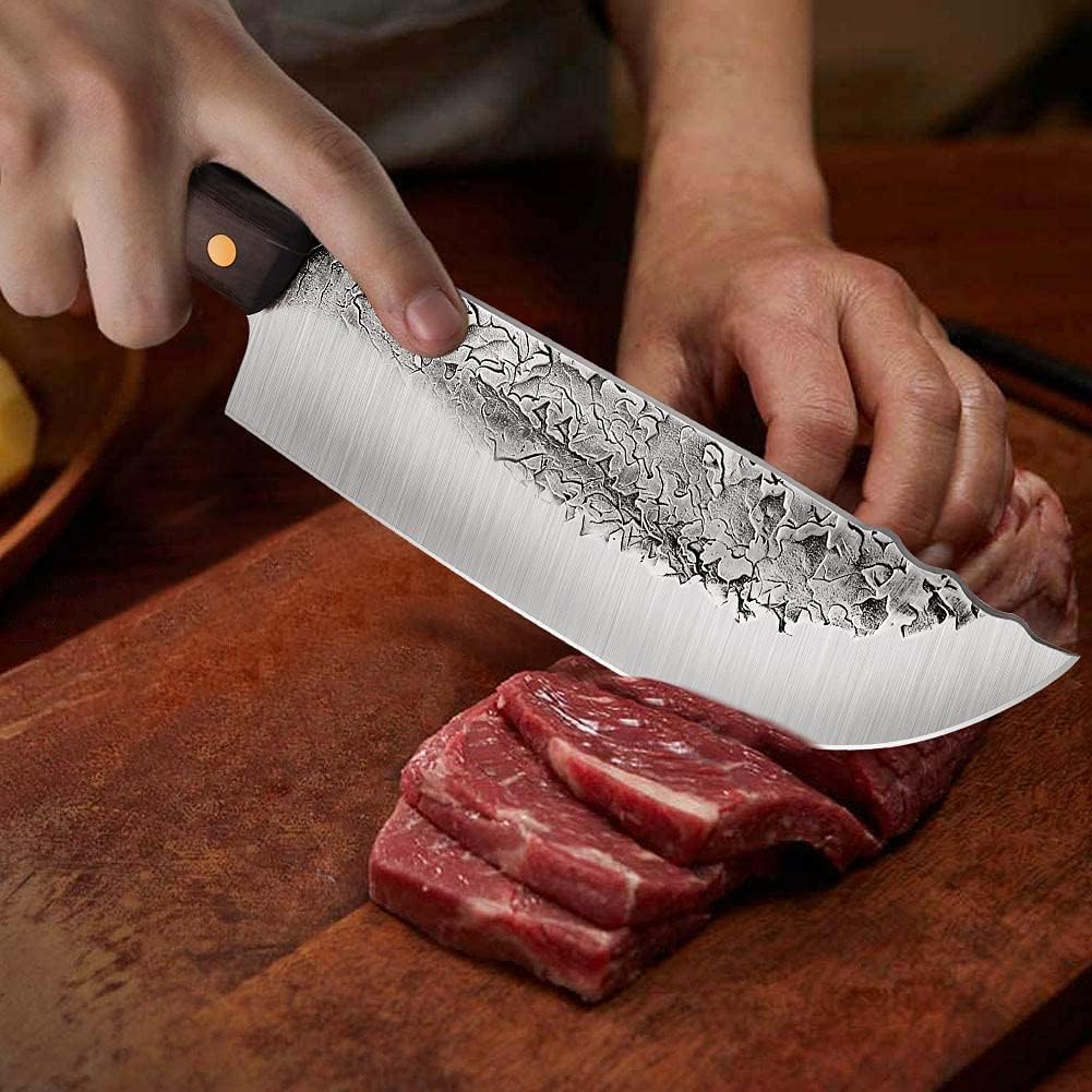Butcher Knife Set, 2PCS Hand Forged Cleaver Chef Knife BBQ& Camping Gift