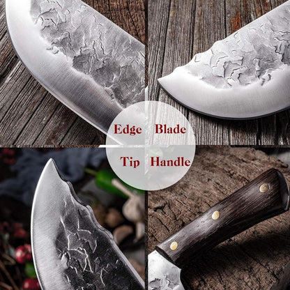 Butcher Knife Set, 2PCS Hand Forged Cleaver Chef Knife BBQ& Camping Gift