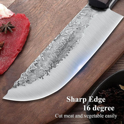 Butcher Knife Set, 2PCS Hand Forged Cleaver Chef Knife BBQ& Camping Gift