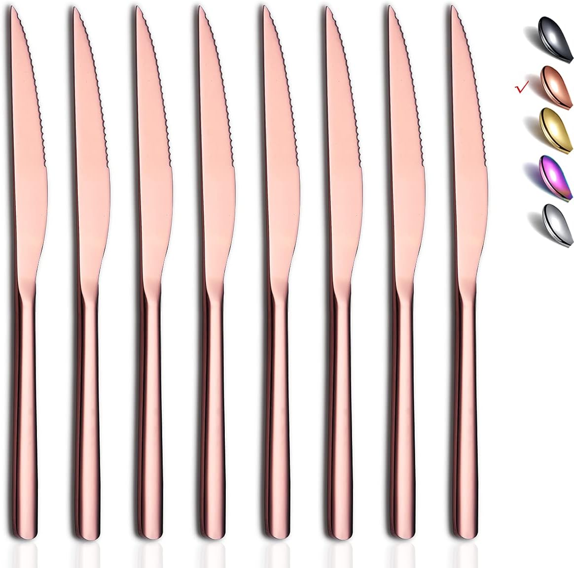 Steak Knives, 8 Piece Premium Stainless Steel Steak Knife Set, Meat Knife Sets, German Steak Knives Serrated, Tomato Knife, For Home, Kitchen or Restaurant, Dishwasher Safe (Silver-9.2 Inch)