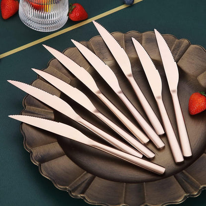 Steak Knives, 8 Piece Premium Stainless Steel Steak Knife Set, Meat Knife Sets, German Steak Knives Serrated, Tomato Knife, For Home, Kitchen or Restaurant, Dishwasher Safe (Silver-9.2 Inch)