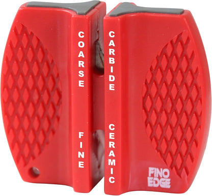 Quick 2-Stage Manual Knife Sharpener - Professional Ceramic & Carbide Kitchen Knife Sharpener - Compact Portable Design with Non-Slip Base for Safe Blade Maintenance