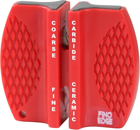 Quick 2-Stage Manual Knife Sharpener - Professional Ceramic & Carbide Kitchen Knife Sharpener - Compact Portable Design with Non-Slip Base for Safe Blade Maintenance