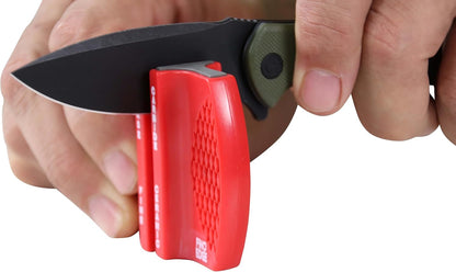 Quick 2-Stage Manual Knife Sharpener - Professional Ceramic & Carbide Kitchen Knife Sharpener - Compact Portable Design with Non-Slip Base for Safe Blade Maintenance