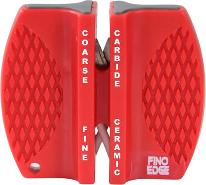 Quick 2-Stage Manual Knife Sharpener - Professional Ceramic & Carbide Kitchen Knife Sharpener - Compact Portable Design with Non-Slip Base for Safe Blade Maintenance