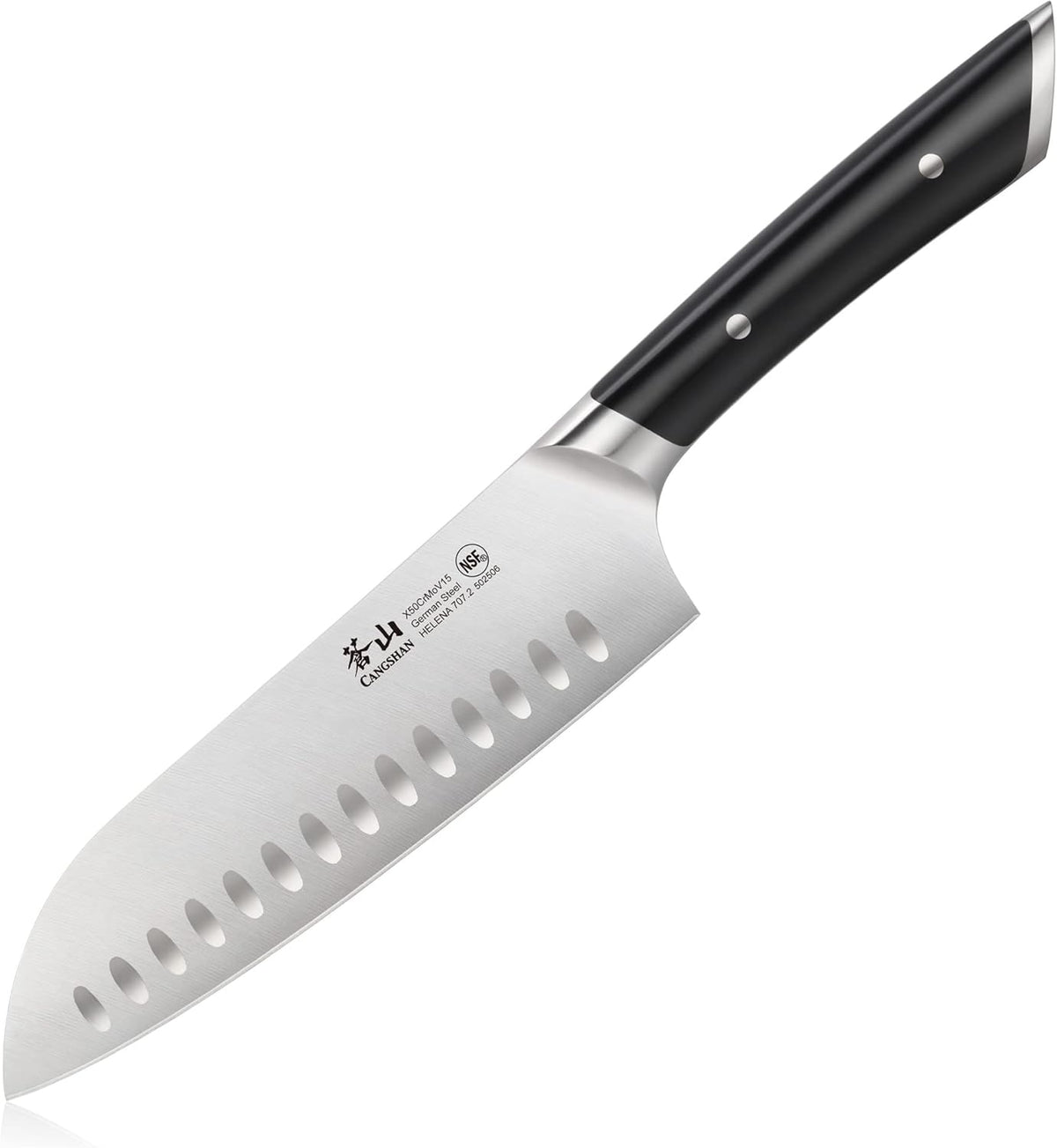 Cangshan HELENA Series German Steel Forged 7" Santoku Knife (Black)