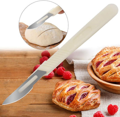 Sourdough Bread Knife Set, Bread Carving Knife,3 Replacement Blades, Detachable Stainless Steel Sawtooth Blade for Homemade Bread Baking