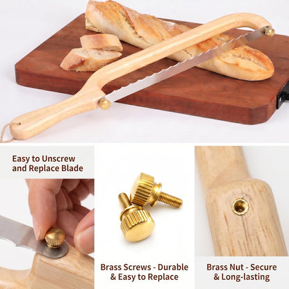 Sourdough Bread Knife Set, Bread Carving Knife,3 Replacement Blades, Detachable Stainless Steel Sawtooth Blade for Homemade Bread Baking