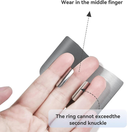 Stainless Steel Finger Guards For Cutting Food Avoid Hurting, Premium 304 Stainless Steel Finger Protector,Slicing Tool Finger Protectors when Cutting, Slicing, Dicing, Chopping, Fruits and Meat (4)