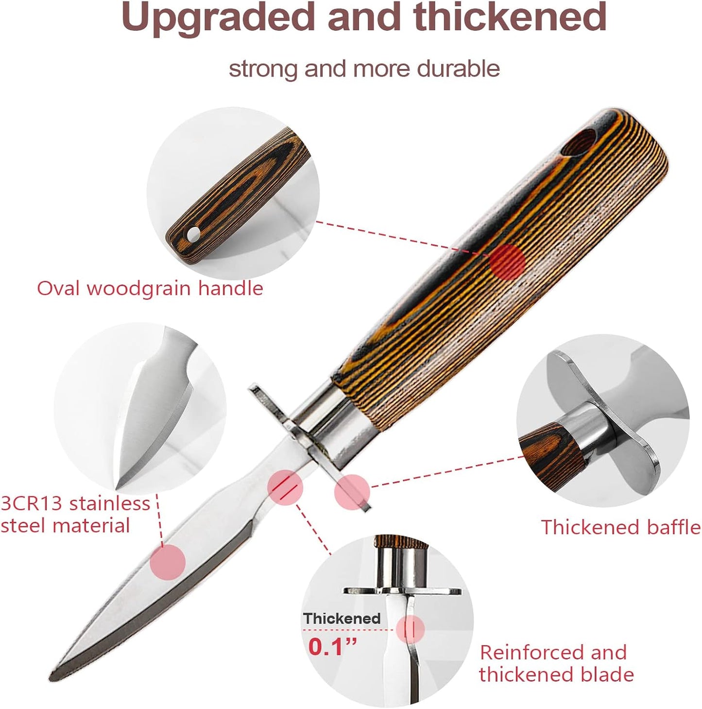 Oyster Shucking Knife Set of 2 Stainless Steel Oyster Knifes and 2 Pairs Level 5 Cut-Resistant Gloves，Oyster Knives Suitable for All Kinds of Shells and Oysters Shucking