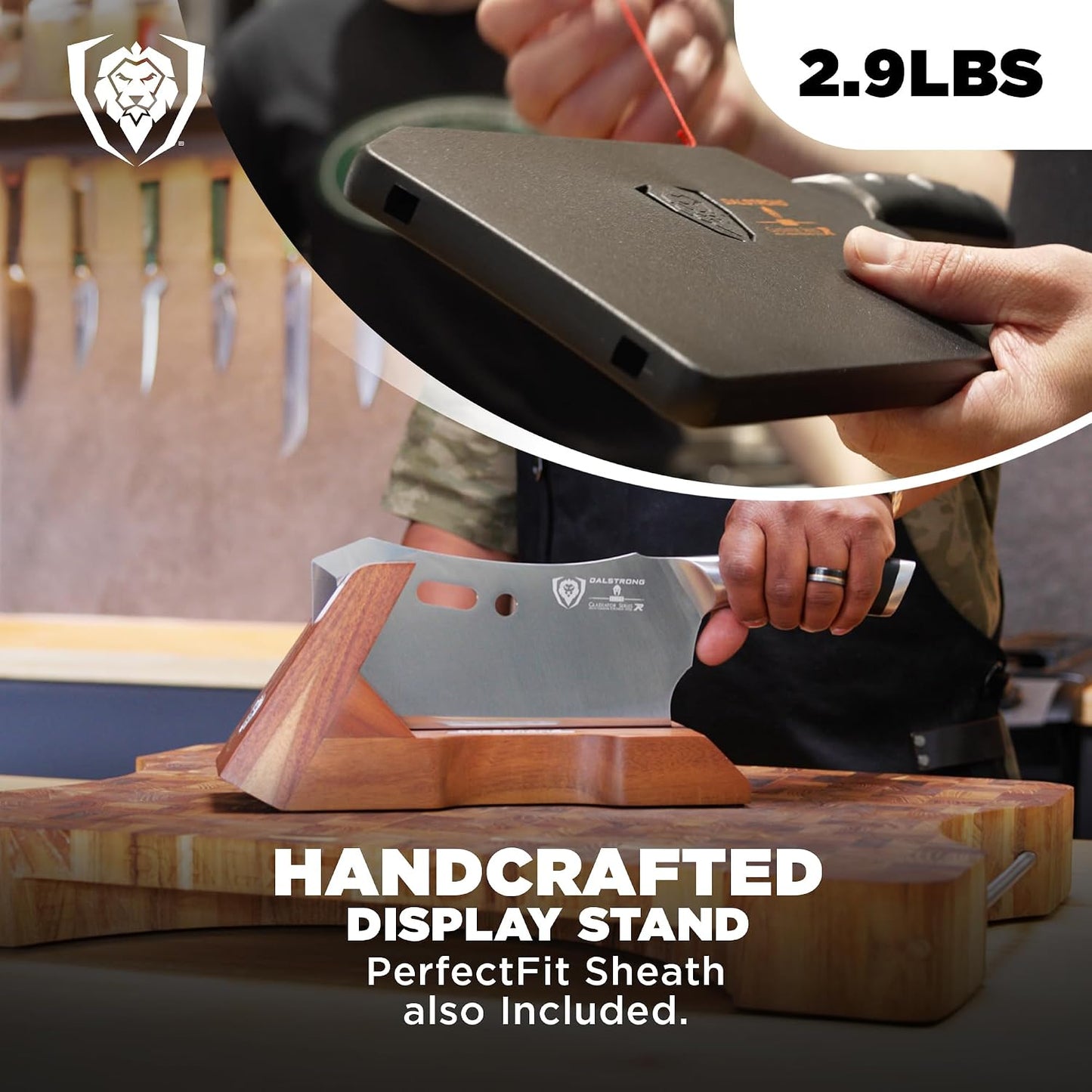Obliterator 9" Meat Cleaver — 6mm Thick, 2.9 lbs, 7CR17MOV Carbon Steel (60 HRC), Full-Tang G-10 Handle — For BBQ Pitmasters, Home Butchering & Heavy Prep — Wood Stand Included