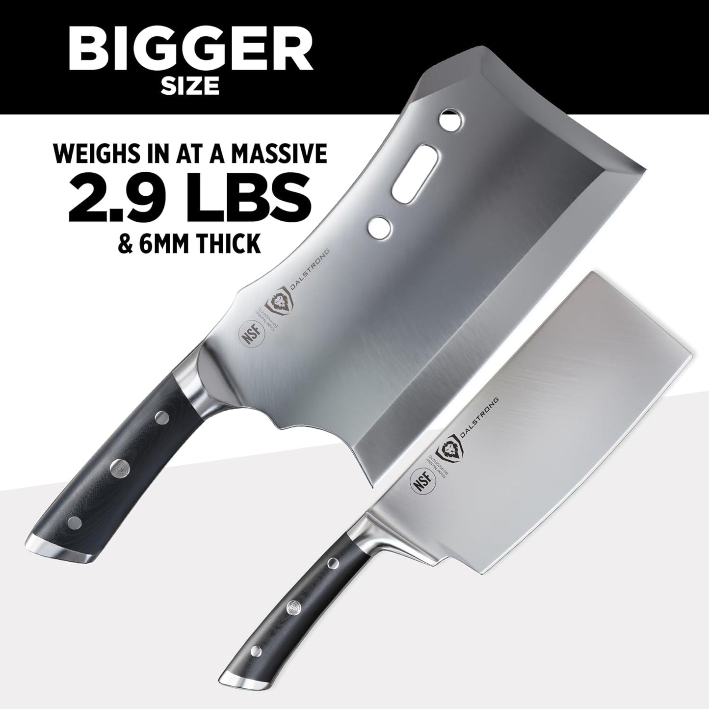 Obliterator 9" Meat Cleaver — 6mm Thick, 2.9 lbs, 7CR17MOV Carbon Steel (60 HRC), Full-Tang G-10 Handle — For BBQ Pitmasters, Home Butchering & Heavy Prep — Wood Stand Included