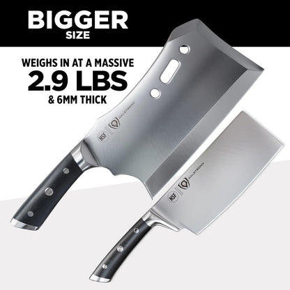 Obliterator 9" Meat Cleaver — 6mm Thick, 2.9 lbs, 7CR17MOV Carbon Steel (60 HRC), Full-Tang G-10 Handle — For BBQ Pitmasters, Home Butchering & Heavy Prep — Wood Stand Included