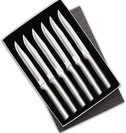 Six Utility/Steak Knives Gift Set (G206), Black Handle | 6-Piece Knife Set , Stainless Steel Blade, Black Resin Handle