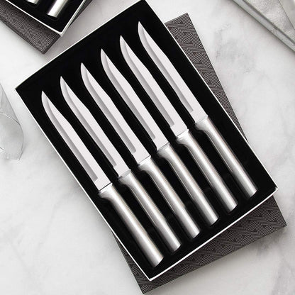 Six Utility/Steak Knives Gift Set (G206), Black Handle | 6-Piece Knife Set , Stainless Steel Blade, Black Resin Handle